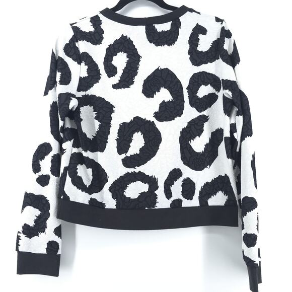 Painted Thread Textured Animal Print Jacquard Sweatshirt Contrast Hem Pullover M - Picture 7 of 9